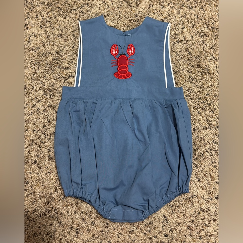 Cotton Proper Embroidered Lobster Romper